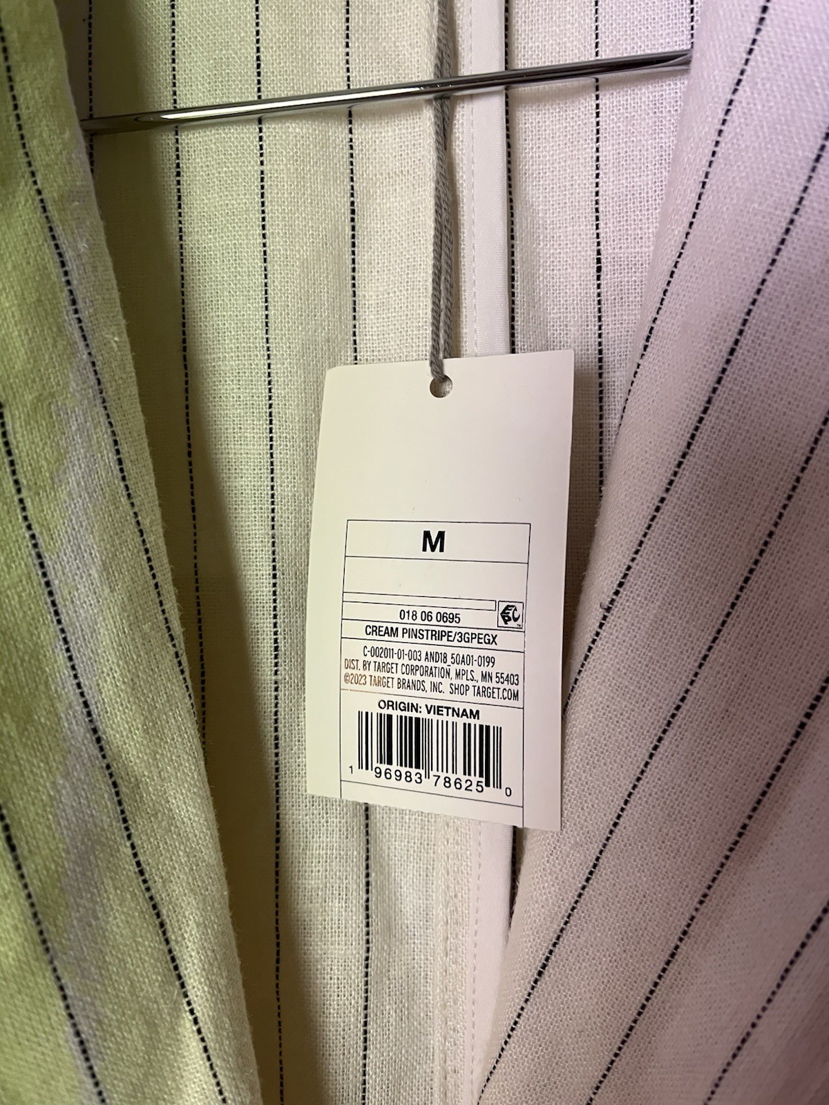 NWT A New Day Pinstripe Linen Rayon Cream Black Blazer M