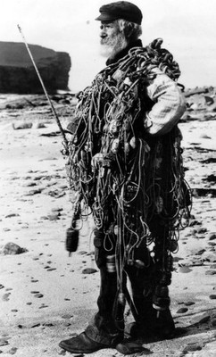Fisherman on the coast of Birsay, in the Orkney Islands, Scotland. Photo8.5x11