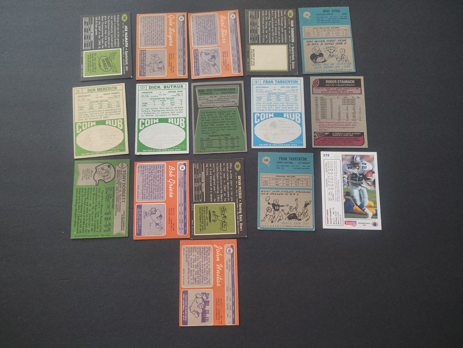 VINTAGE HALL OF FAME/SUPERSTAR FOOTBALL (16) CARD LOT*RC's*NAMATH*UNITAS*SAYERS view 6