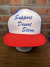 Vintage Support Desert Storm Red White Blue Mesh Snapback Trucker Hat