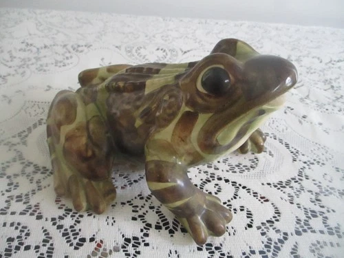 VINTAGE 1930's BRUSH McCoy LARGE GARDEN  POTTERY FIGURINE FROG OPEN MOUTH