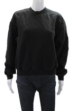Skims Womens Cotton Long Sleeve Pullover Crew Neck Sweatshirt Black Size S