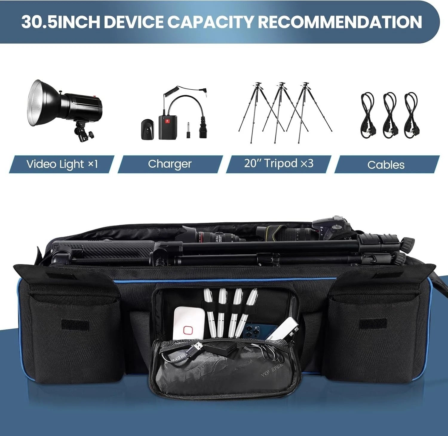 30.5" Durable Tripod Carrying Case with Protective Padding & Adjustable Straps