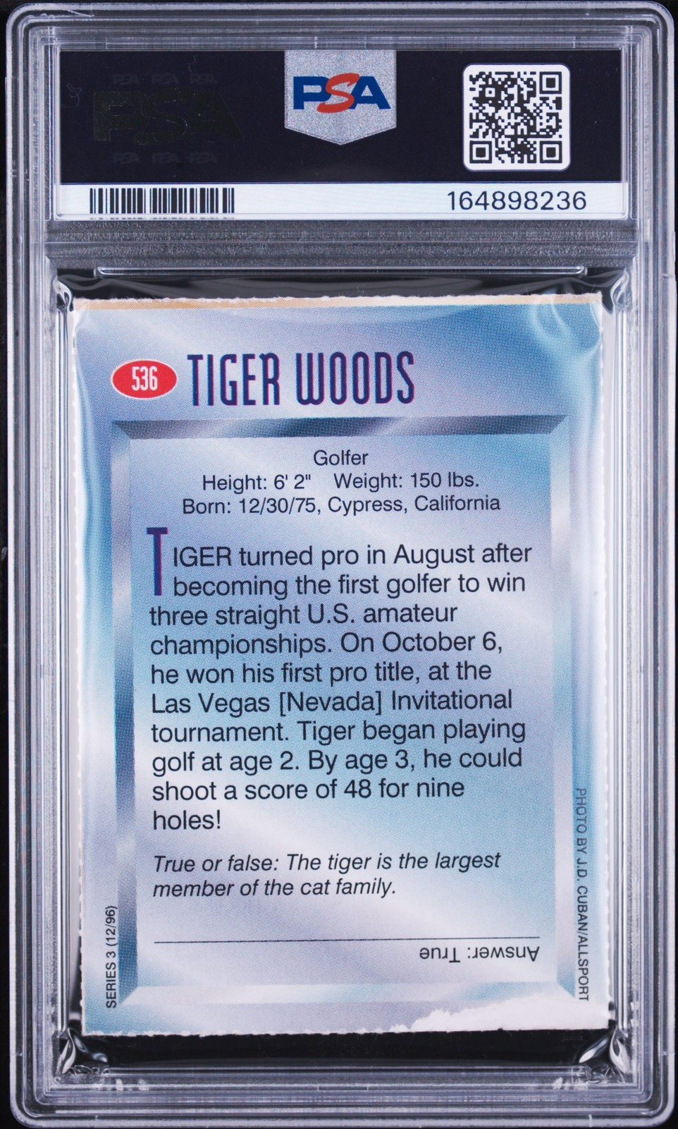 1996 Sports Illustrated for Kids Series 3 Tiger Woods #536 PSA 1 RC RARE GRADE view 2