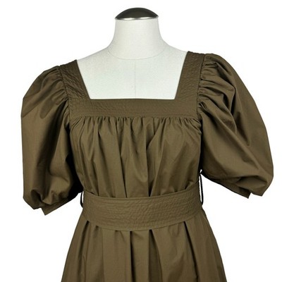 En Saison Women's Dress Size XS Olive Green Tiered Maxi Square Neck Puff  Sleeve | eBay