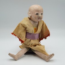 Antico Cinese Composito Bambola Qing Dynasty C.1900 Dipinto a Mano Panno Corpo