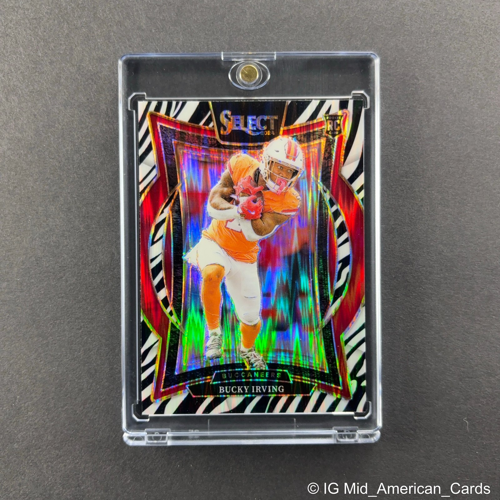 2024 Panini Select Bucky Irving Rookie Zebra Shock Prizm Concourse #4 Buccaneers