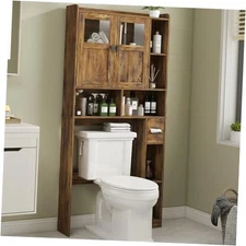  Over The Toilet Storage Cabinet, Bathroom Shelf Over Toilet with Glass Doors 