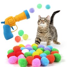 JPTECY Cat Ball Toy Launcher Gun 34pcs Toys for Indoor Cats Multicolored