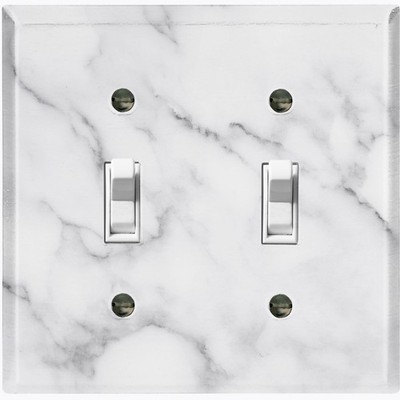 Metal Light Switch Outlet Cover Wall Plate White Grey Marble PRINT MBL109