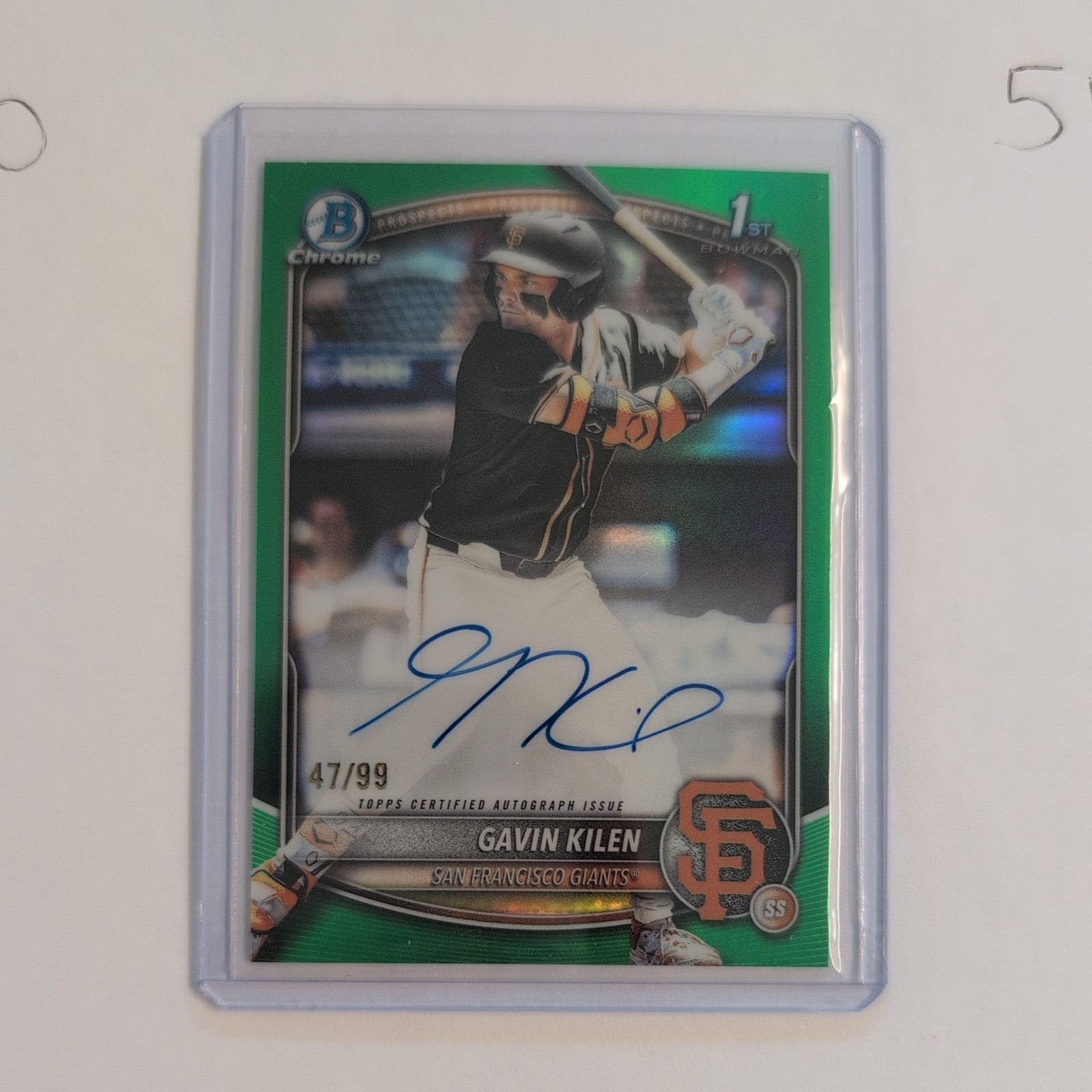2025 Bowman Draft 1st Chrome Gavin Kilen TRUE Green Refractor Auto #/99 Giants🤯