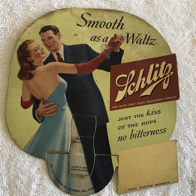 SCHLITZ BEER VINTAGE CARDBOARD BOTTLE TOPPER & EMPTY BOTTLE RARE
