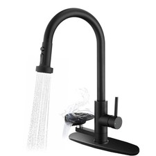 3-in-1 High-Arc Kitchen Faucet with Press-Type Glass Rinser, Pull-Down Sprayer,