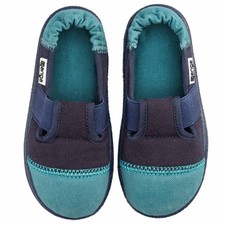 Nanga 2.0 Kinder Hausschuh Klette Slipper Latexsohle Barfussschuh petrol Gr23-38