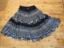 VTG Women OS Crinkle Broomstick Tier Maxi Skirt Boho Gypsy Festival Cotton Goth