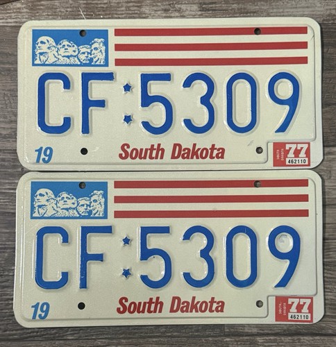1977 South Dakota Unused pair of license plates. Great condition CF 5309