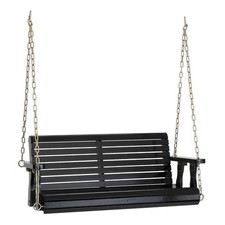 4 FT Heavy Duty 880 LBS Outdoor Swing Chair Bench, Wooden Porch Swing w/ Chains
