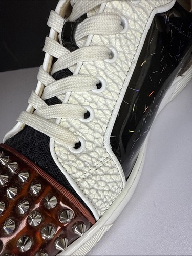 CHRISTIAN LOUBOUTIN Black -white Spikes Flat Sneakers 42.5/9.5 - Picture 6 of 22