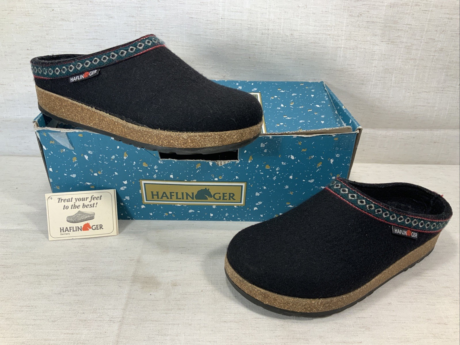 Haflinger GZ Grizzly Classic Wool Clog Black Shoes Slipper Womens 36