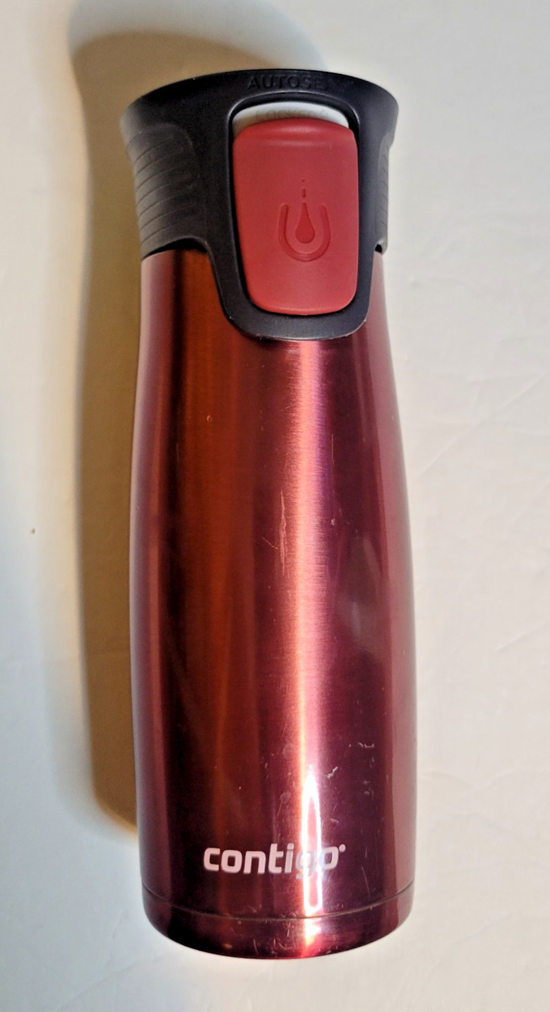 Contigo Pink Drink Container Coppery Burgandy Push Button Sl