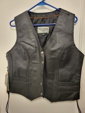 Dream Apparel Men  s Black Genuine Leather Conceal Carry Lined Vest Size Large