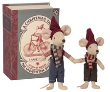 New Maileg A Christmas Tale in a Book Mouse Big Little Brother Retired NIB