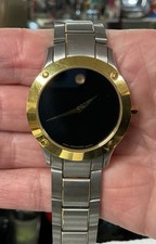 Movado Sports Edition SE Two Tone Gold Black Museum Dial Watch Ref 85 G1 885