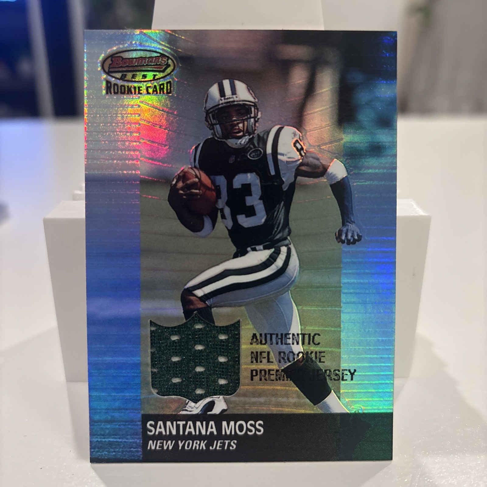 2001 Bowman's Best - Santana Moss /999 Patch (MEM, RC)