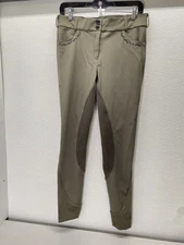 Pikeur Womens Ceelina Full Grip Breeches Pants, Olive Green, Size 30 x 28