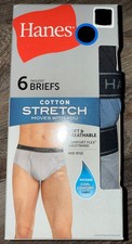 Hanes  6-Pair Mens Brief Underwear Cotton Blend Stretch  XL 40-42 