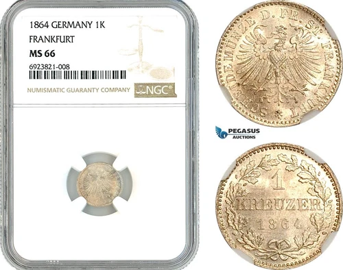 AK686, Germany, Frankfurt, 1 Kreuzer 1864, Silver, NGC MS66