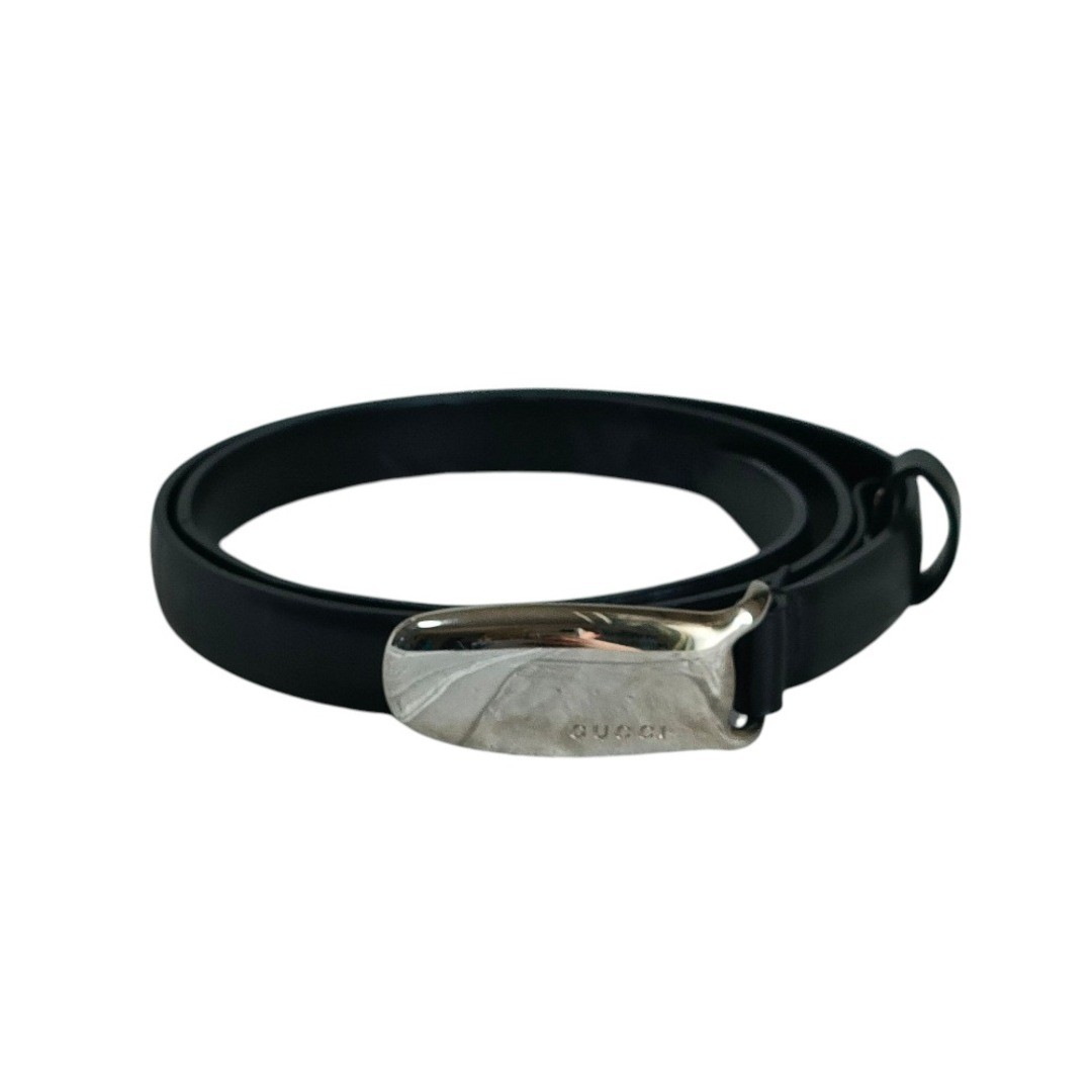 GUCCI Leather Belt with Metal Buckle 65cm Narrow Style 036 2194 1115 5 26 in Good Condition