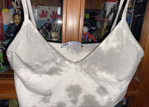 Zara Women's 2 Piece Tie Dye Gray & White Crop Top Size S Shrug Size M - Picture 9 of 11
