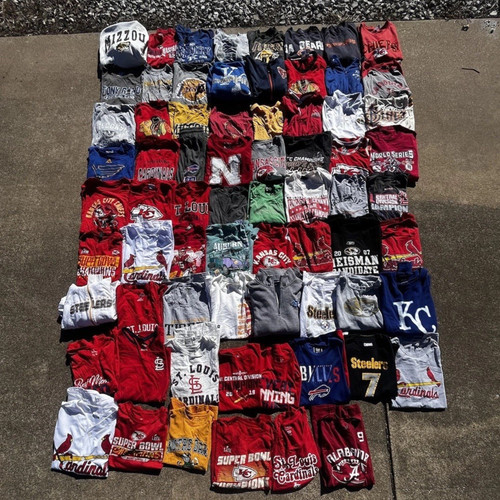 LOT OF 70 Mixed Sports Shirts Football Baseball Basketball Chiefs Cardinals Etc
