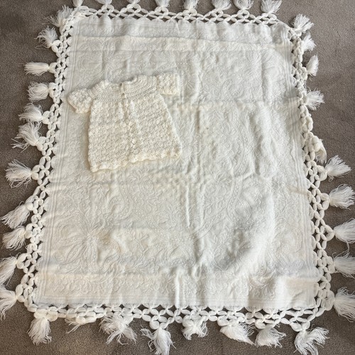 2 Piece Set Antique Baby Gown & Blanket Receiving / Christening / Doll READ