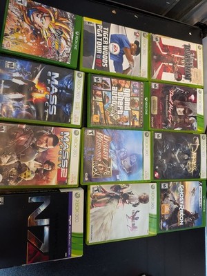 Huge Xbox 360 & Xbox One Video Game Lot of 12 Mass Effect 1 2 3 N7 GTA V DMC...