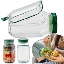 Salad Pod Container Mason Jar Side Open Leakproof Breakfast Fruit Storage Box UK