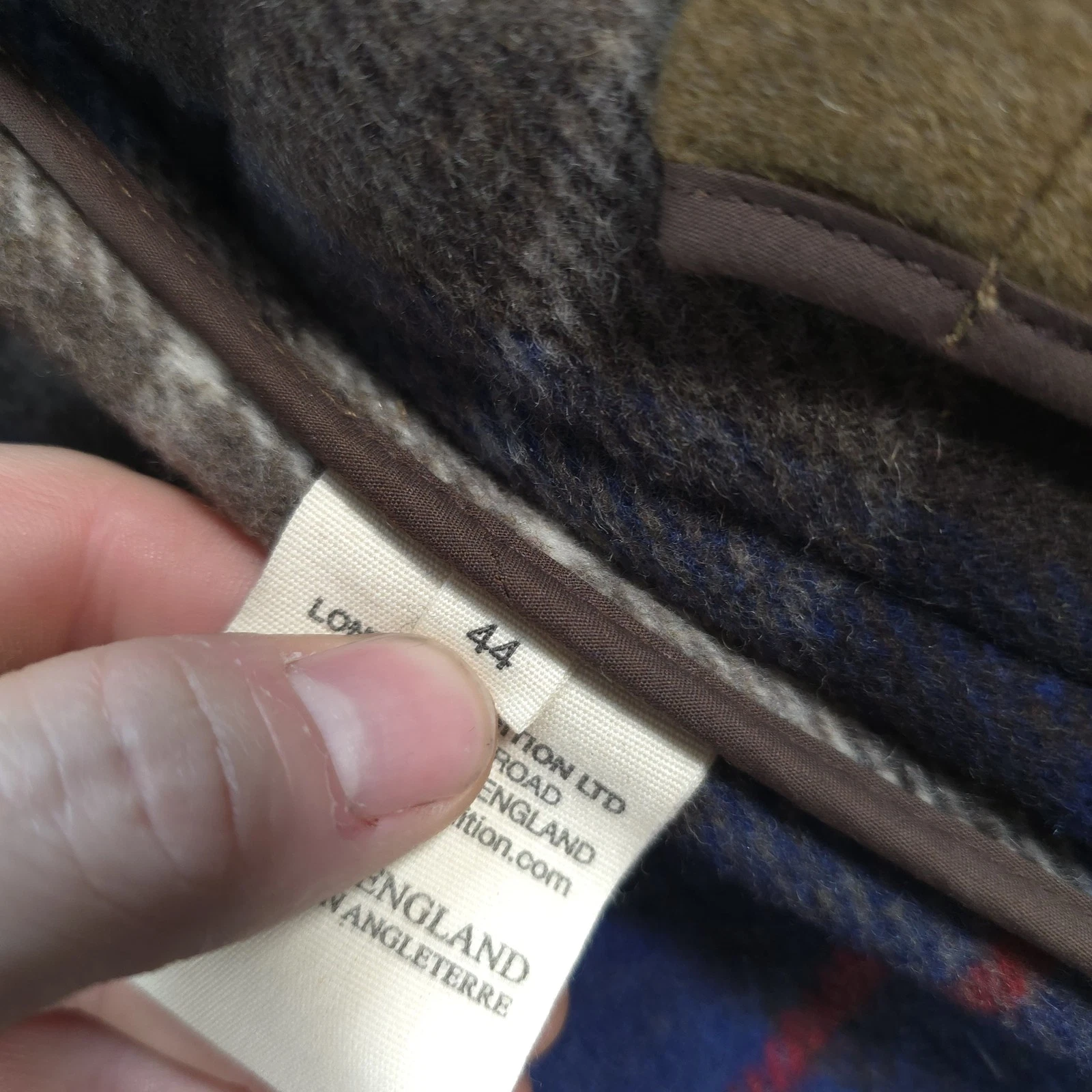 Peter Christian Coat Mens 44 Brown Wool Duffle Hooded Toggle Lined England - product detail image 6