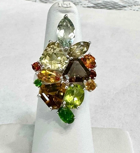 Logo Marked Lorenzo Sterling Silver & Multiple Colored Spinel Gemstone Ring