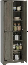 67" Farmhouse Pantry Cabinet Storage Cupboard Distressed Gray Freestanding Kit