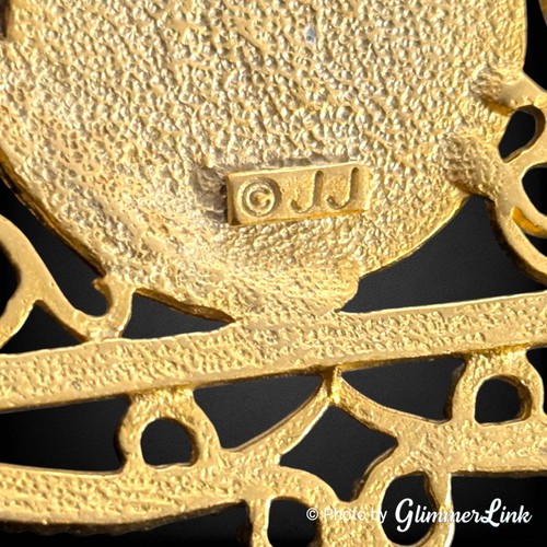 VTG Jonette Jewelry JJ Oval Filigree Blue Stone Edwardian Style Gold Tone Brooch - Picture 6 of 6