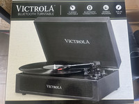 Victrola Bluetooth Turntable Record Player 3-Speed Stereo Speakers Black Aux-In