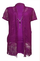 Ny Collection Women's Necklace Fringed Faux 2pc Top (s, Wine Tassel)
