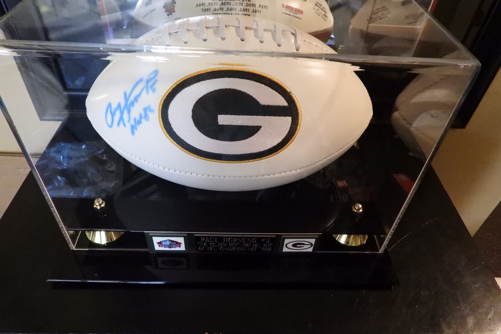 Paul Hornung Autographed Signed Green Bay Packers Packers Logo Football W/coa JSA WITH CASE 