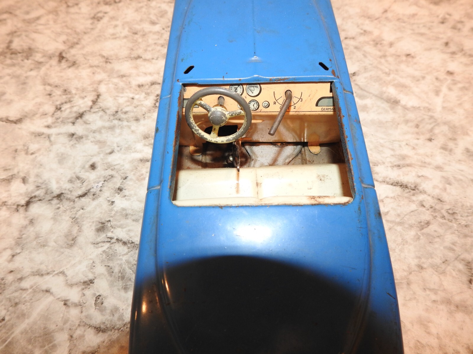 Vintage German War Zone Tin WindUp Toy Racing Car U.S Occupation Post