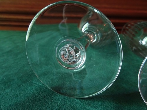 BACCARAT NANCY CHAMPAGNE FLUTE CRYSTAL GLASSES, PAIR, FRANCE, CUT, 6.75" TALL - Picture 8 of 10
