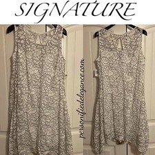 NEW Signature by Robbie Bee Ivory/Black Day Lace Dress Size 1X $79