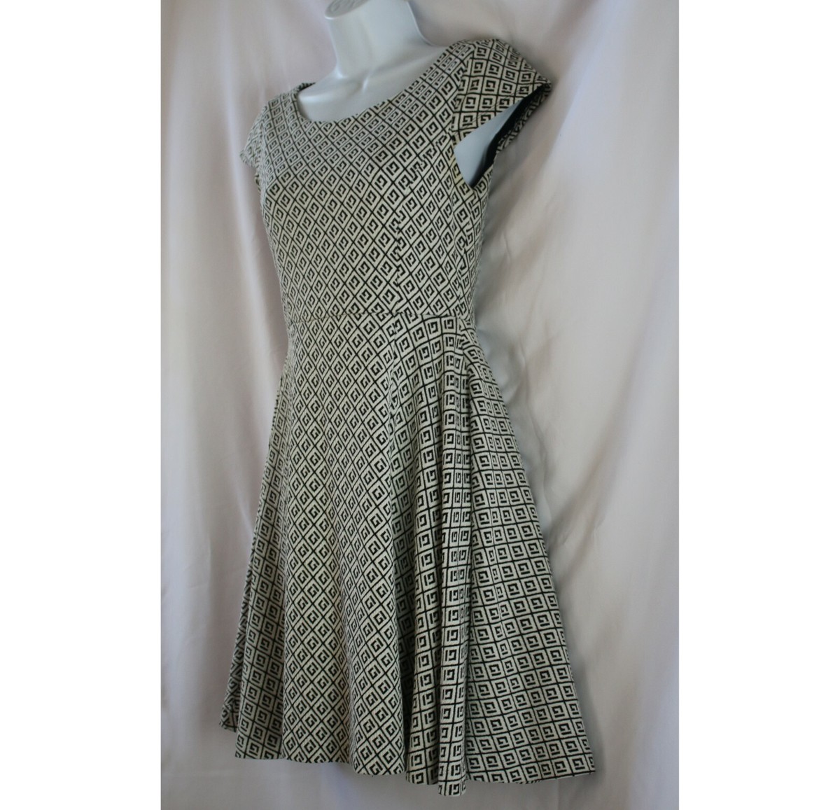 Anthropologie Maeve Black White Geometric Dress Size XS | eBay