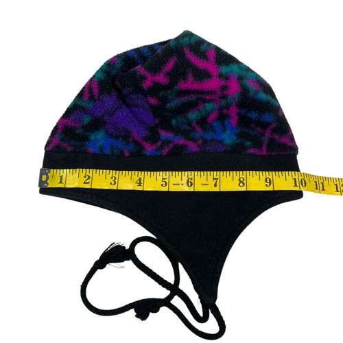 VTG LL Bean Multicolor Fleece Beanie Hat Ear Flaps USA Made Size S/M - Picture 10 of 11