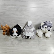 AURORA Plush Lot of 4 Dog Stuffed Animal Toy Husky Wolf Cavalier Chihuahua